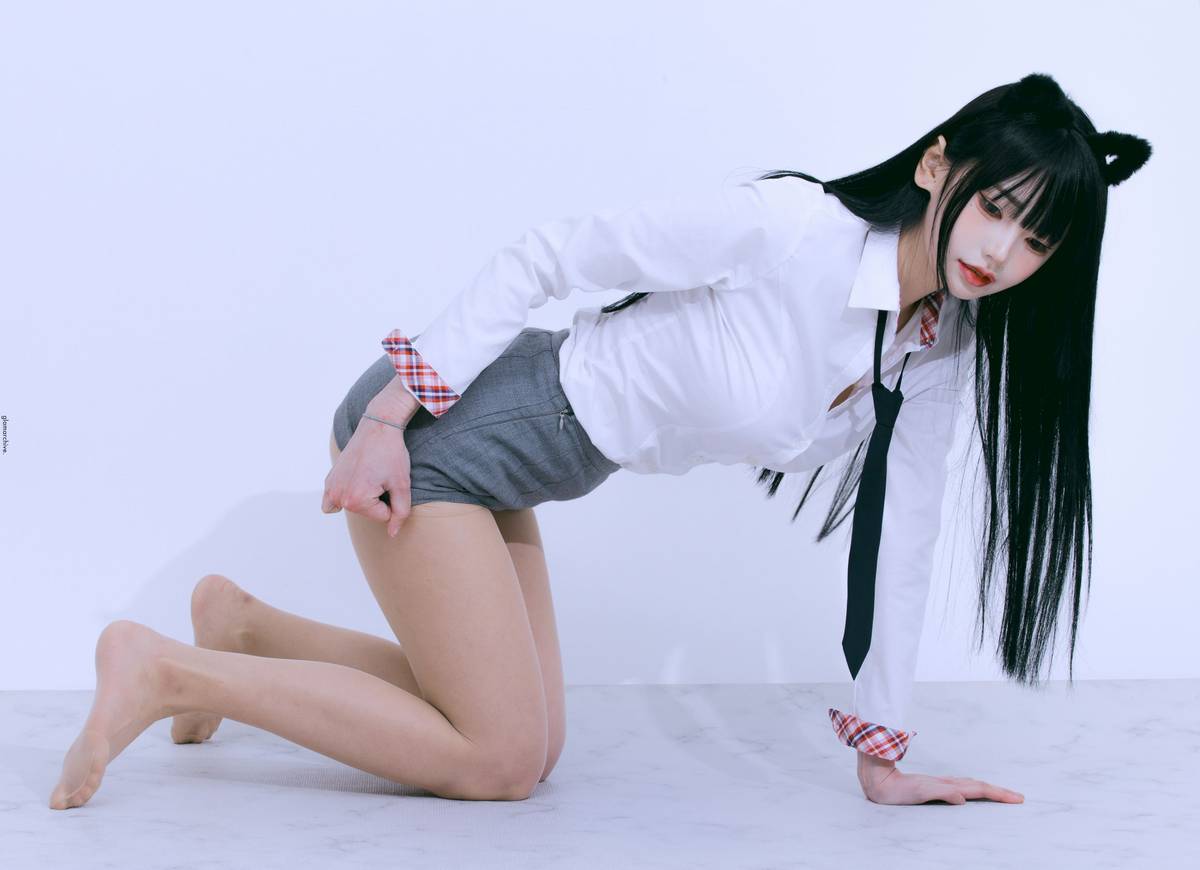 GlamARchive模特Yume肉色丝袜猫女郎装扮性感写真-34