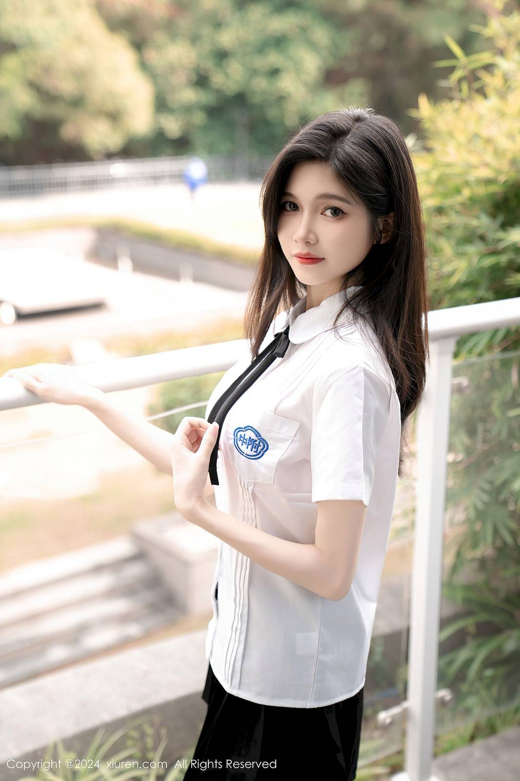 秀人网美女模特程程程-学生制服搭配清秀身材性感写真-7