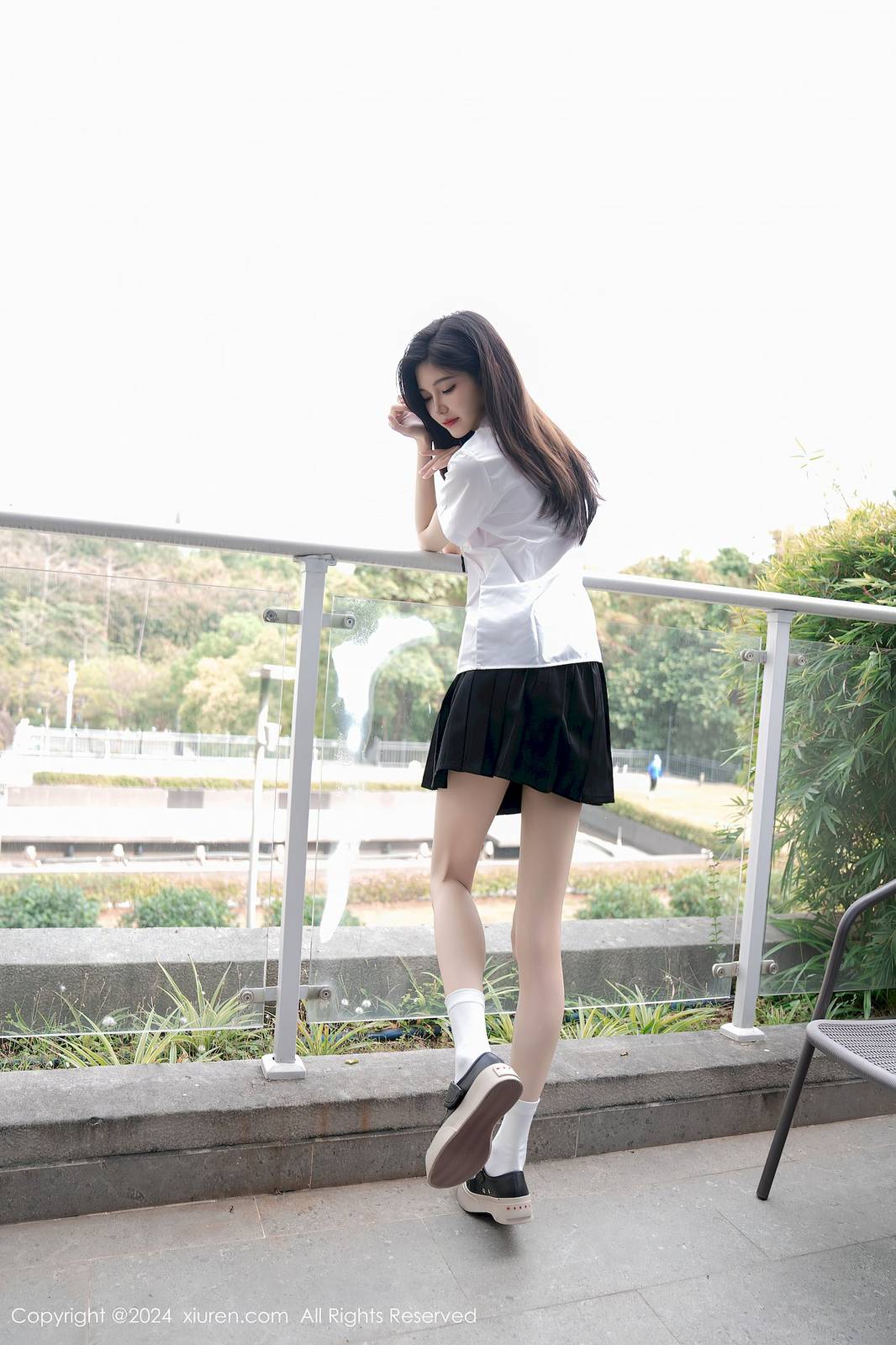 秀人网美女模特程程程-学生制服搭配清秀身材性感写真-6