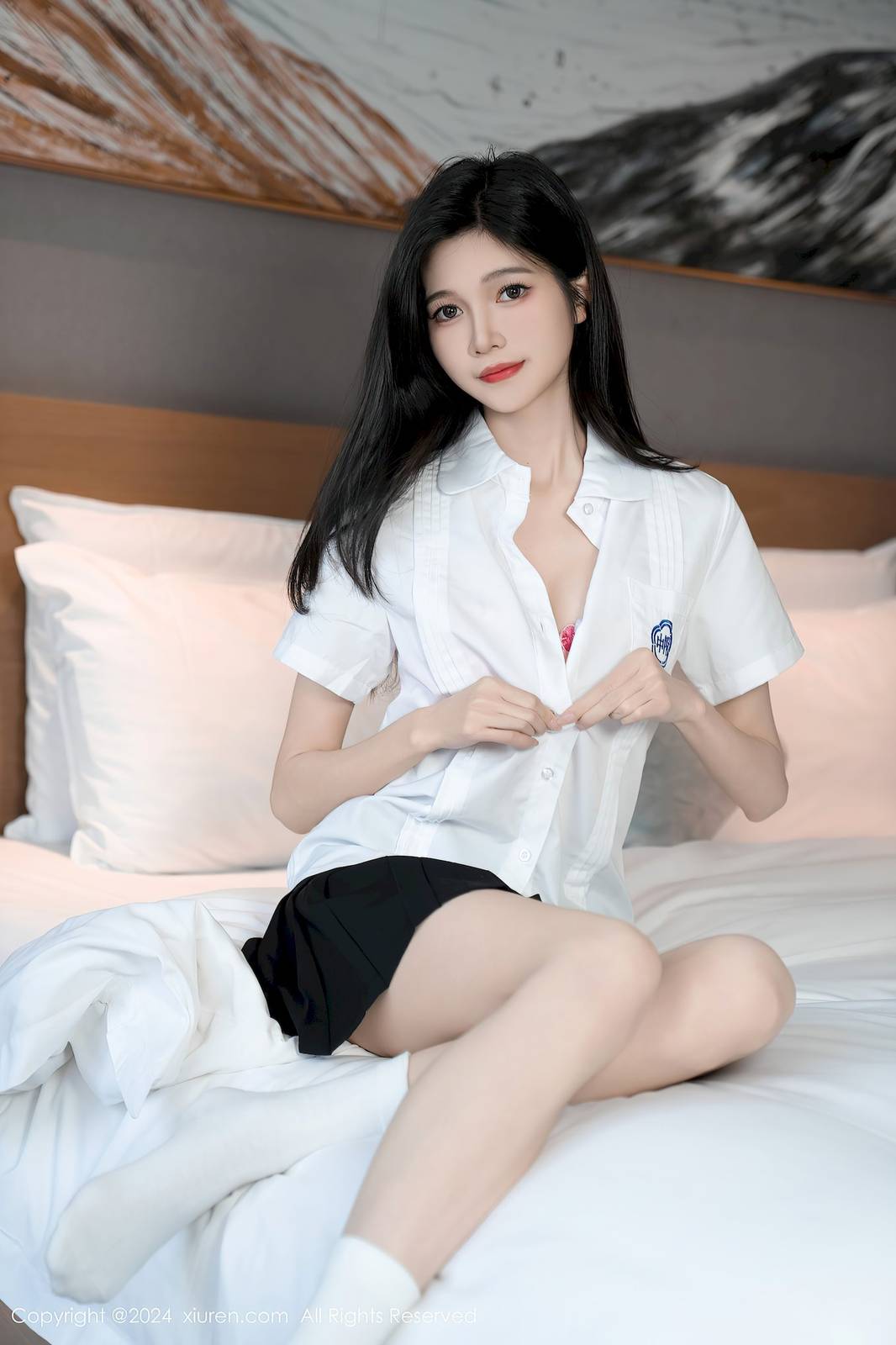 秀人网美女模特程程程-学生制服搭配清秀身材性感写真-17