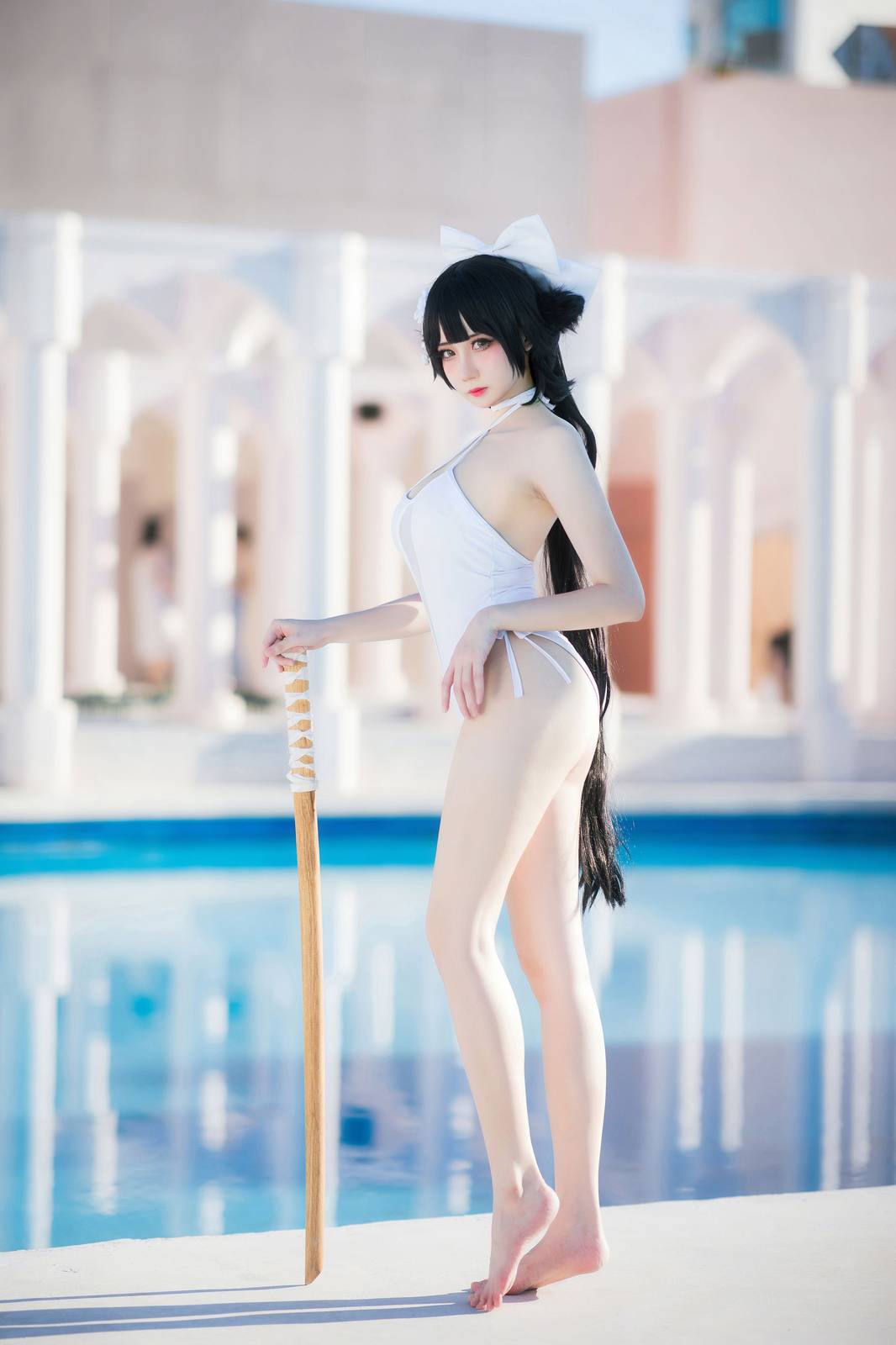 动漫博主焖焖碳傲人身材泳装COS碧蓝航线高雄-6