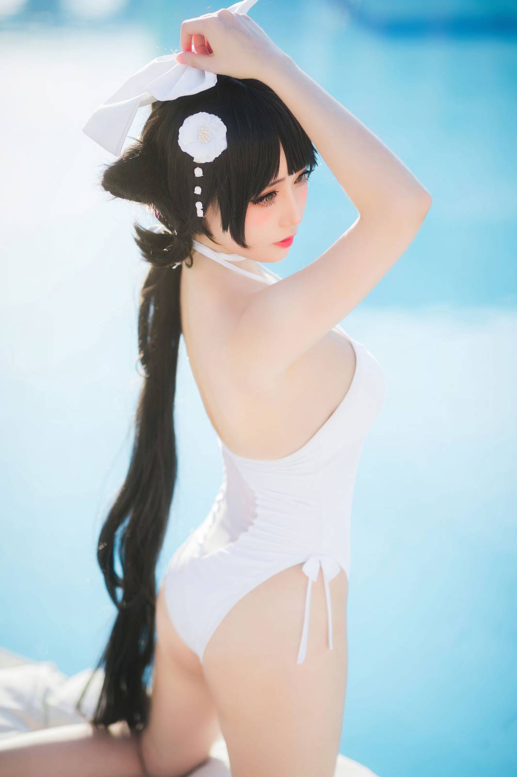 动漫博主焖焖碳傲人身材泳装COS碧蓝航线高雄-14
