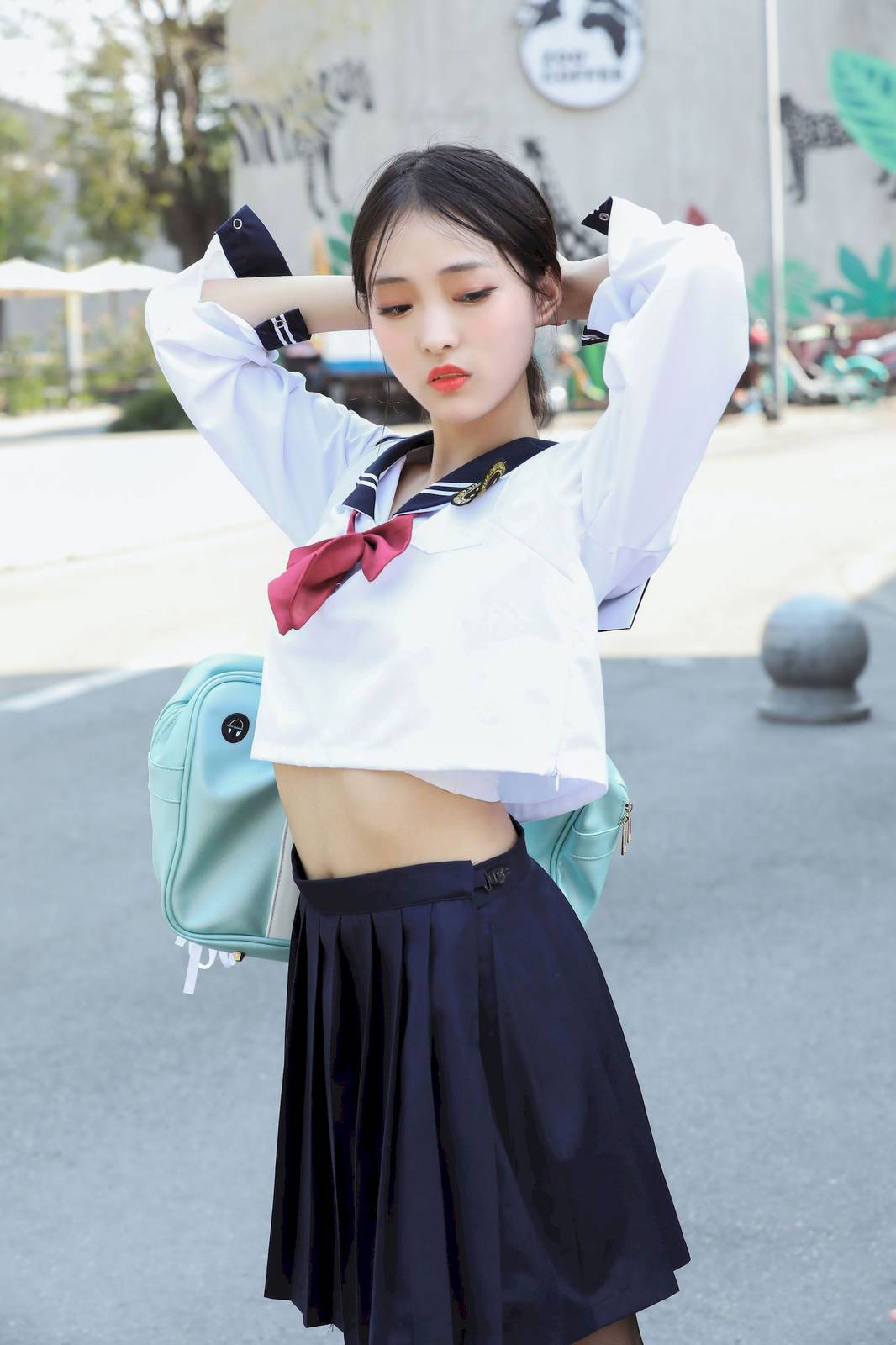 MZSOCK爱美足清秀妹子茜茜黑丝学生装户外写真