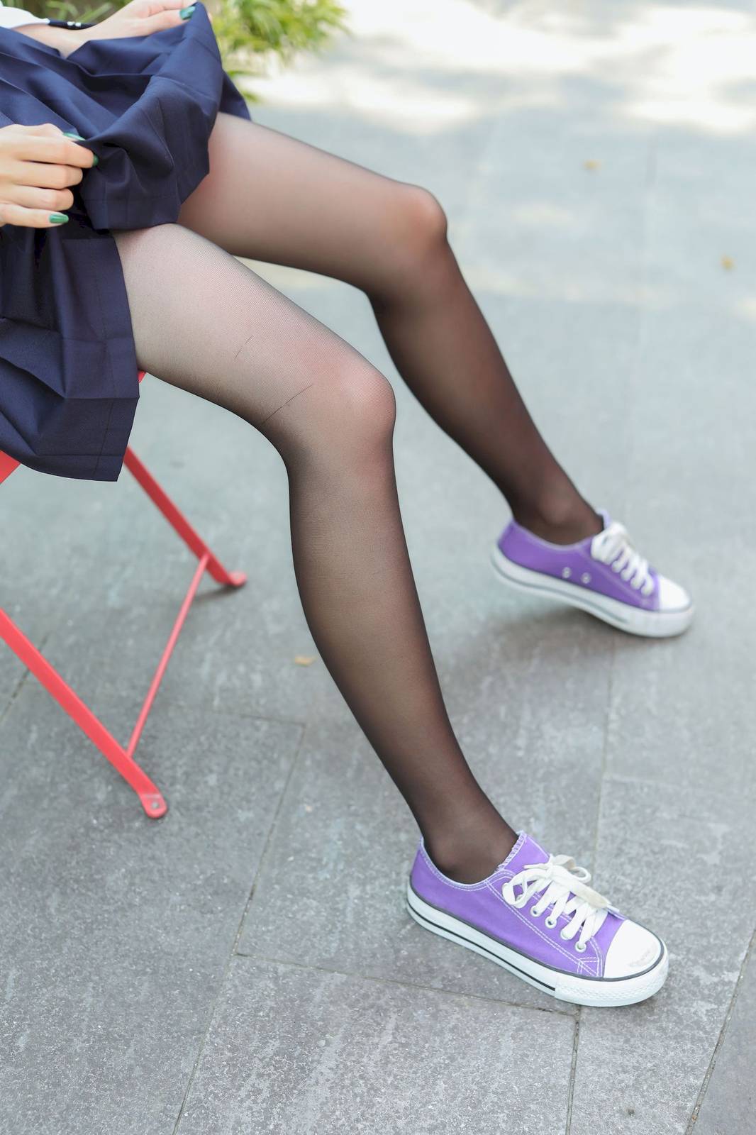 MZSOCK爱美足清秀妹子茜茜黑丝学生装户外写真-17