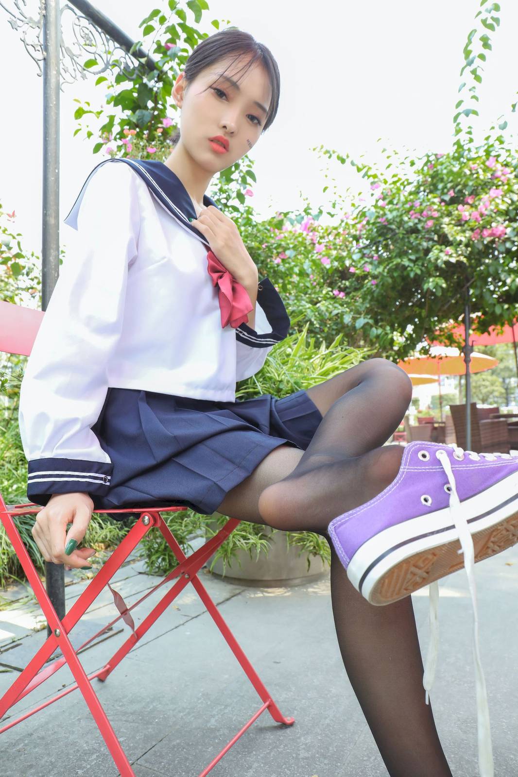 MZSOCK爱美足清秀妹子茜茜黑丝学生装户外写真-36