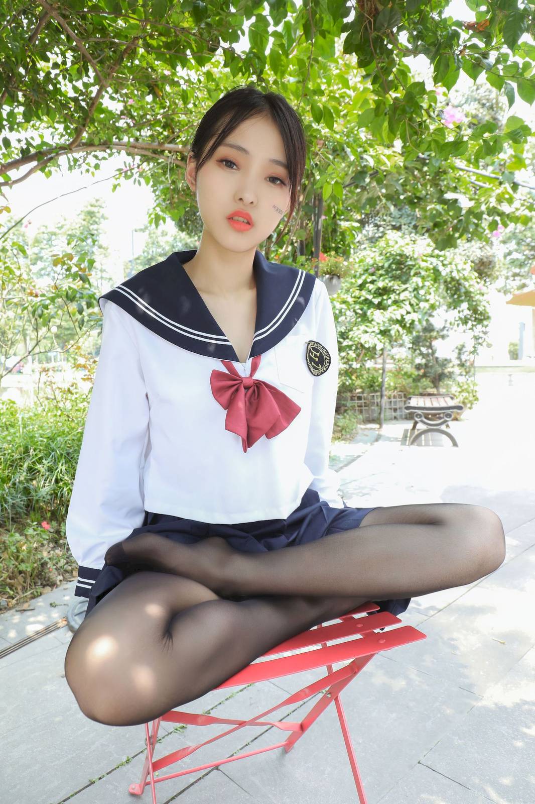 MZSOCK爱美足清秀妹子茜茜黑丝学生装户外写真-47