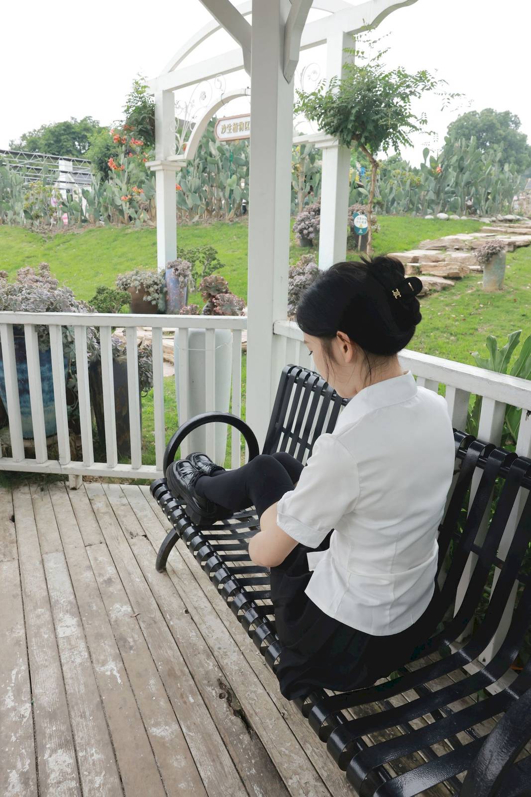 MZSOCK爱美足模特妍妍白色上衣户外黑丝系列写真-33