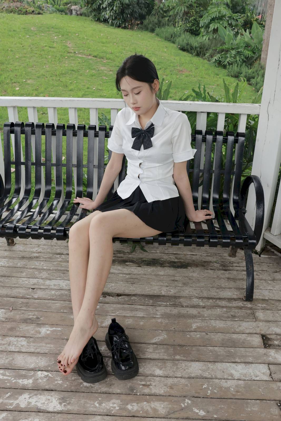 MZSOCK爱美足模特妍妍白色上衣户外黑丝系列写真-74