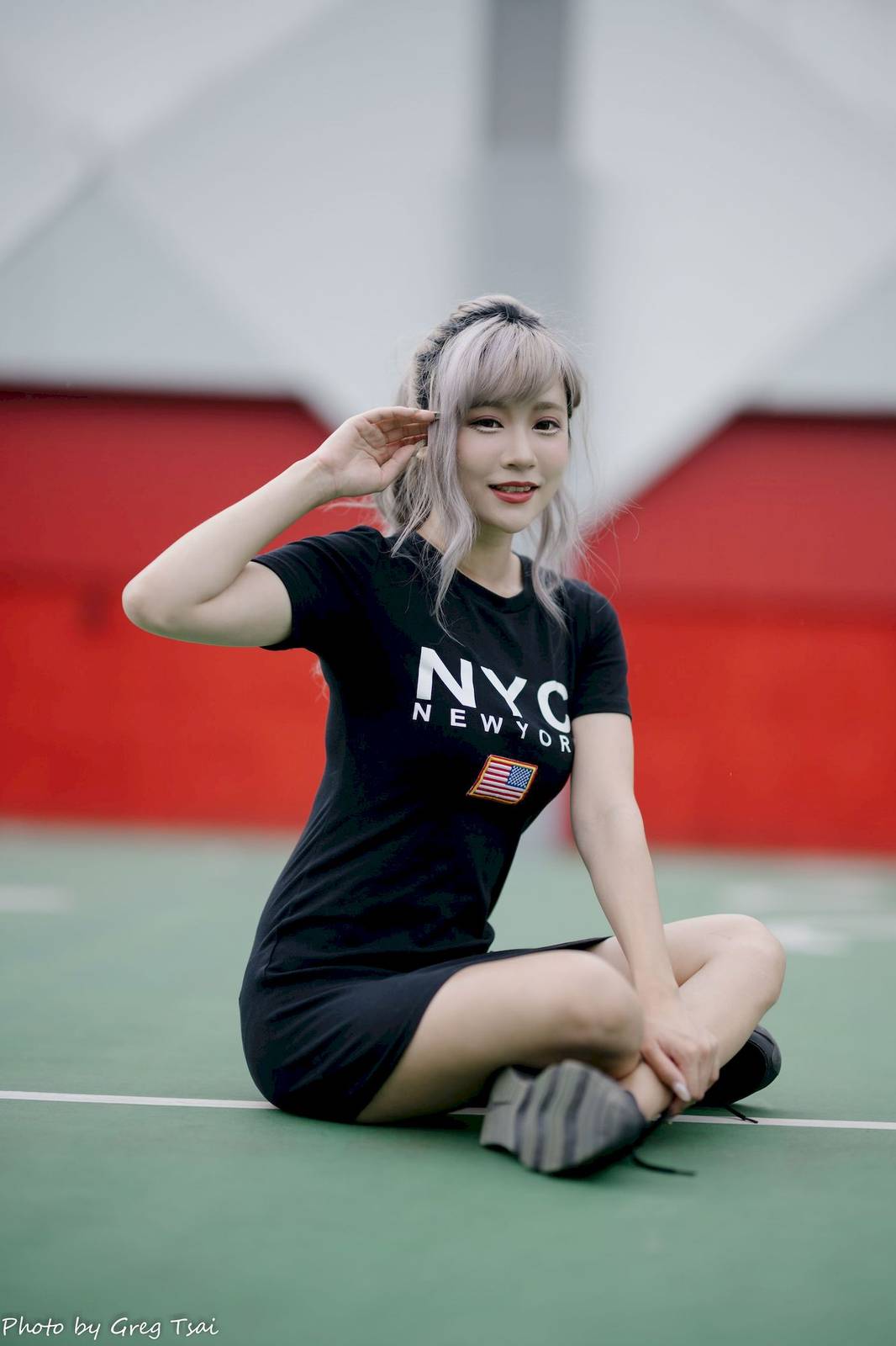 凯云黑色短裙修长美腿巧语嫣然运动风户外写真-39