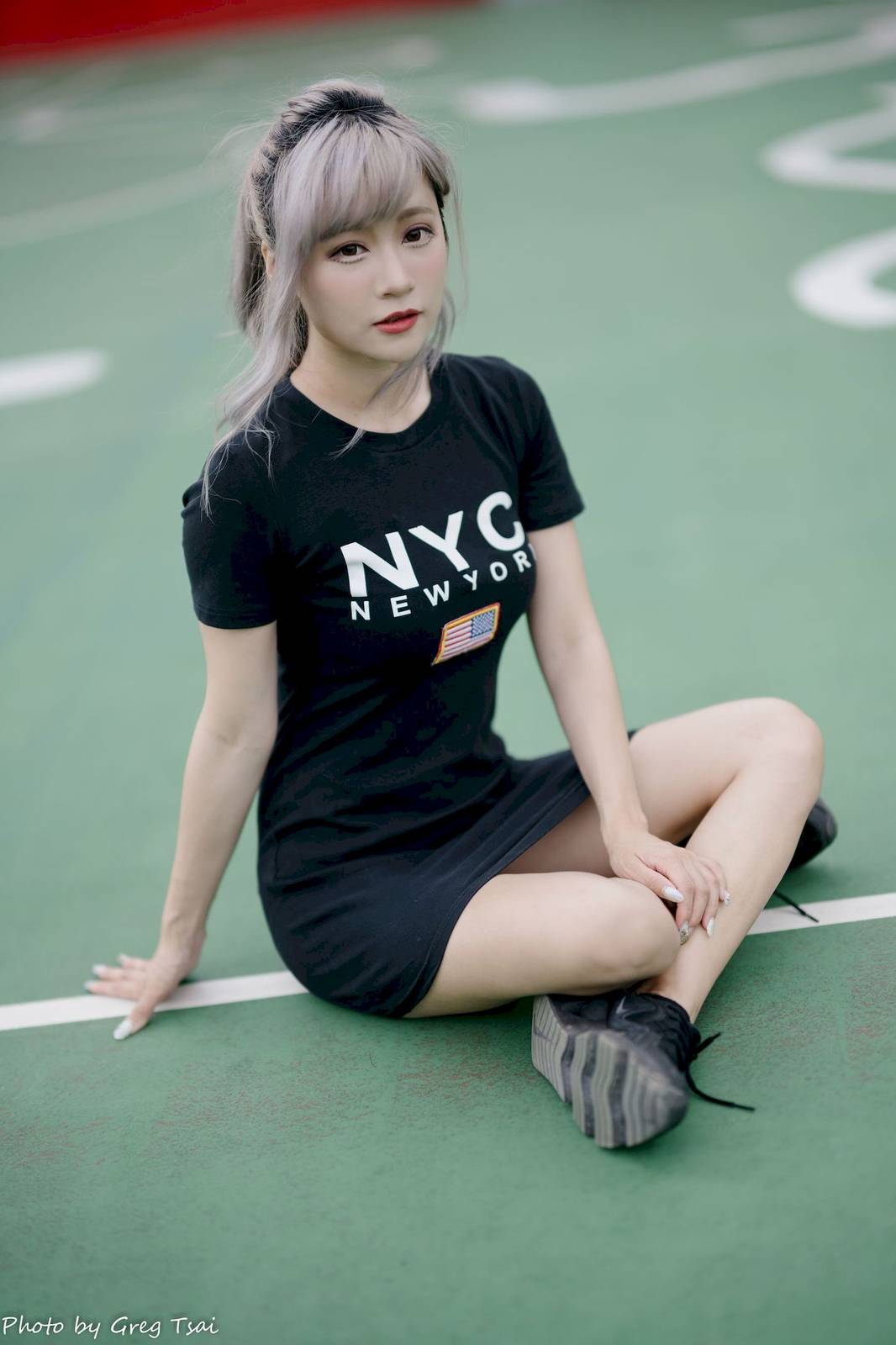 凯云黑色短裙修长美腿巧语嫣然运动风户外写真-42