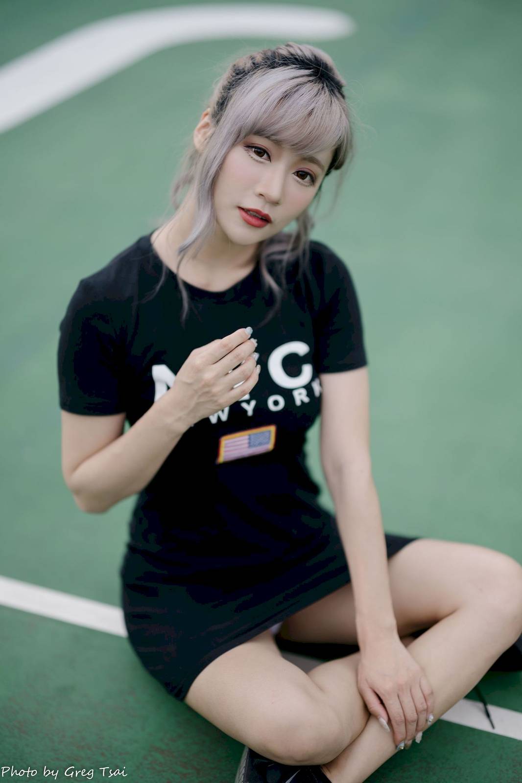 凯云黑色短裙修长美腿巧语嫣然运动风户外写真-41