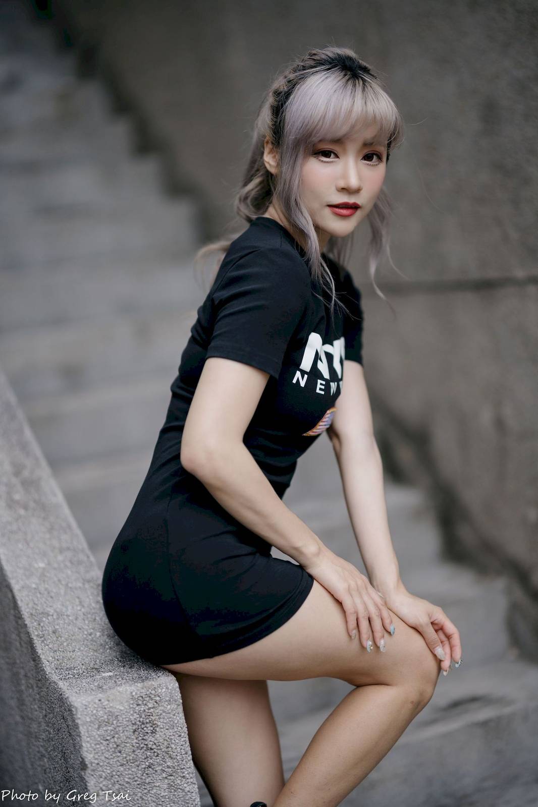 凯云黑色短裙修长美腿巧语嫣然运动风户外写真-77