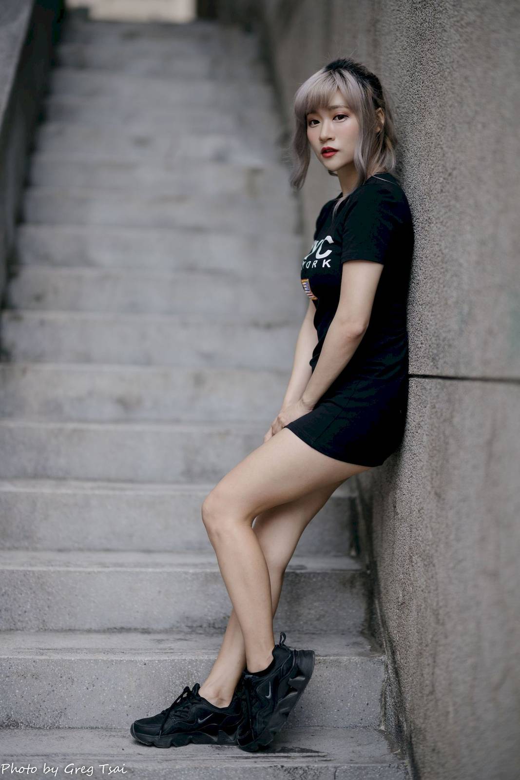 凯云黑色短裙修长美腿巧语嫣然运动风户外写真-79