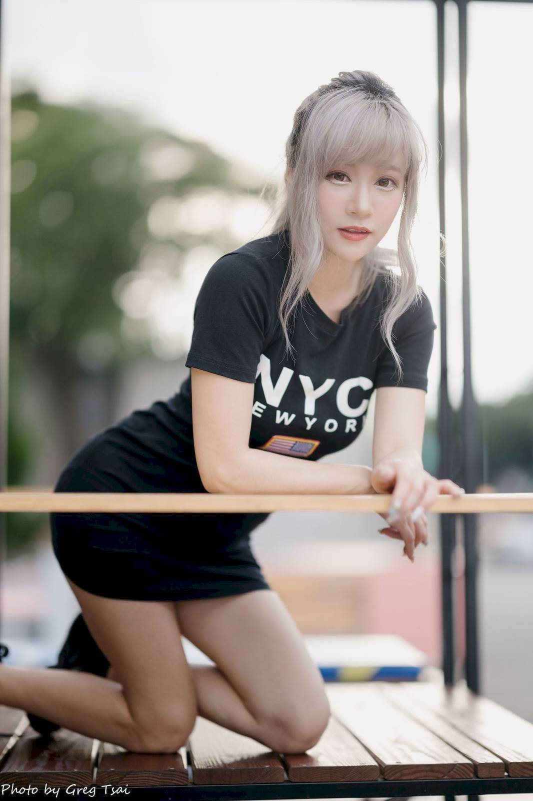 凯云黑色短裙修长美腿巧语嫣然运动风户外写真-104