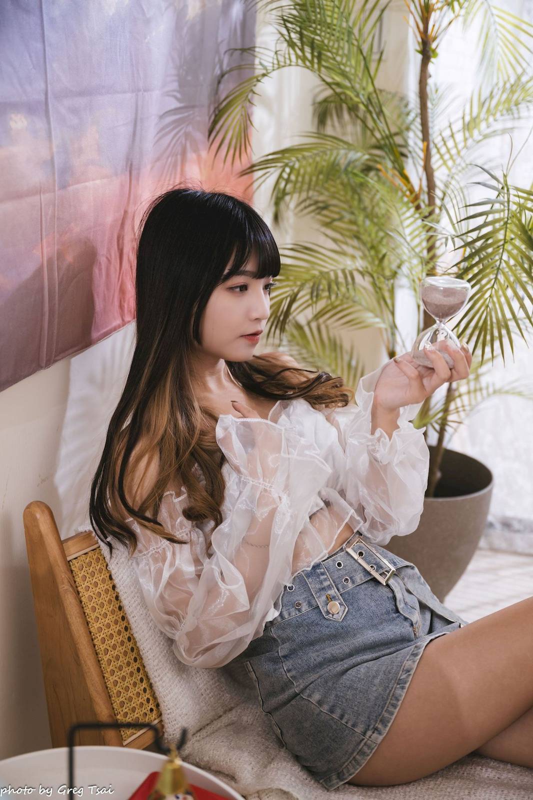 性感少女小穎蕾丝上衣牛仔短裙手握小吉他写真-53