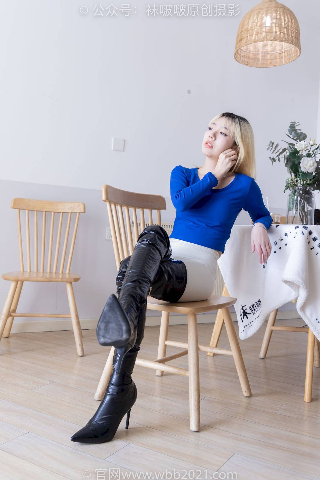 BoBoSocks袜啵啵小甜豆裤里黑丝高跟长靴福利写真-134