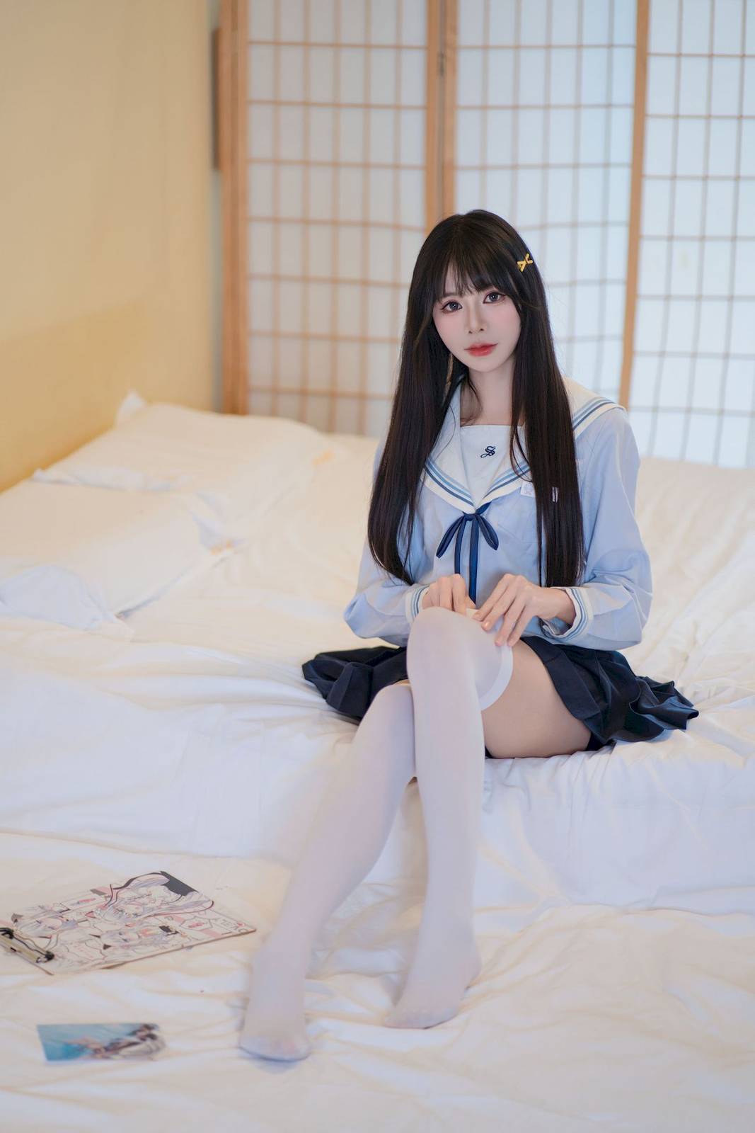 吃了个迟水手服‌搭配‌白色长袜夏日呓语主题写真-34